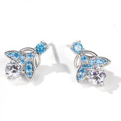 Jeulia Butterfly Round Cut Sterling Silver Earrings