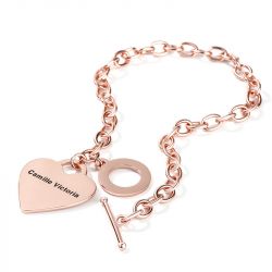 Jeulia Heart Personalized Sterling Silver Bracelet