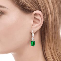 Jeulia Classic Emerald Cut Sterling Silver Earrings