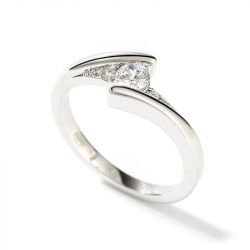 Jeulia Bypass Design Round Cut Sterling Silver Women's Ring