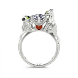 Jeulia Hug Me "Love, Care, and Wisdom" Dragon Round Cut Sterling Silver Ring