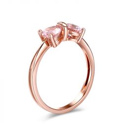 Jeulia Pink Bowknot Heart Cut Synthetic Morganite Sterling Silver Ring