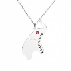 Jeulia Elephant Engraved Necklace with Birthstone Sterling Silver