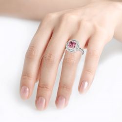 Jeulia Floral Radiant Cut Sterling Silver Ring