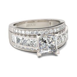 Jeulia Classic Princess Cut Sterling Silver Ring