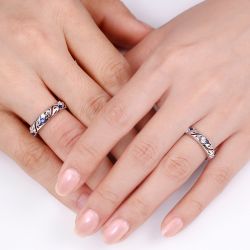 Jeulia Hollow Out Sterling Silver Band Set