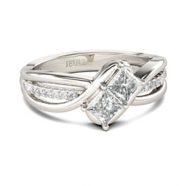 Jeulia Bypass Princess Cut Sterling Silver Ring