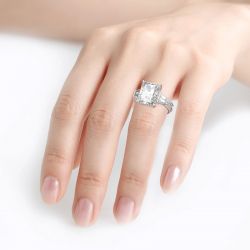 Jeulia Radiant Cut Eternity Sterling Silver Ring