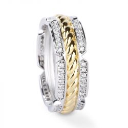 Jeulia Two Tone Rope Sterling Silver Men's Band